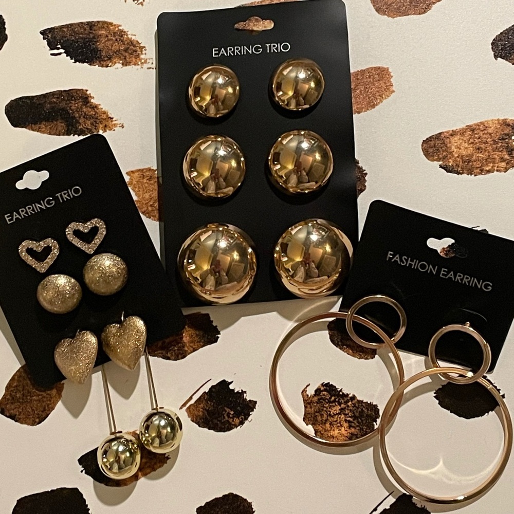 Gold Statement Earring Set - Picture 2 of 7